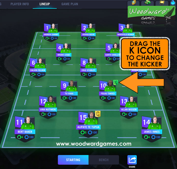 How to change the kicker in your tactic – Blackout Rugby Manager