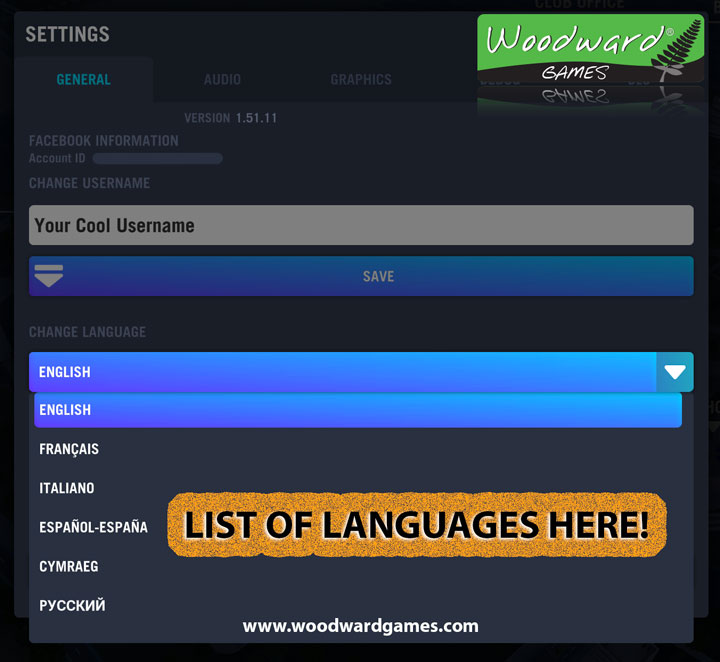 List of languages in Blackout Rugby Manager - Woodward Games Tutorial