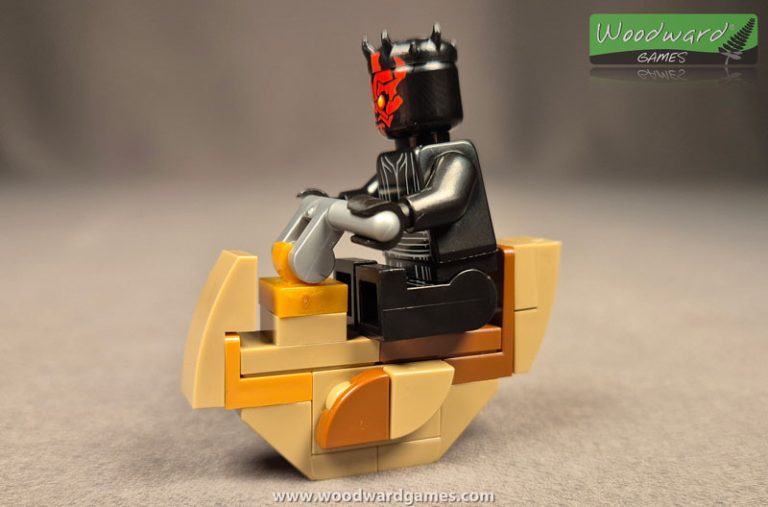 Darth Maul lego minifigure riding his bloodfin speeder Lego Star Wars